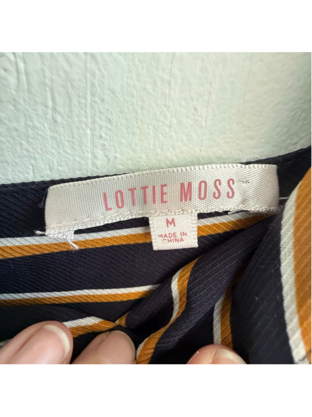 Lottie Moss Striped Tie-Front Wide Leg Jumpsuit Medium - Picture 3 of 9